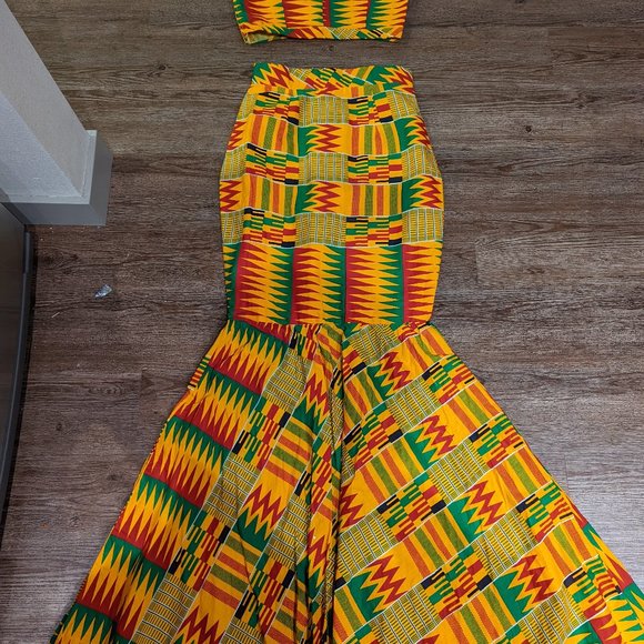 Kente Print Crop Top and Mermaid Skirt US Size 6 - Picture 6 of 7